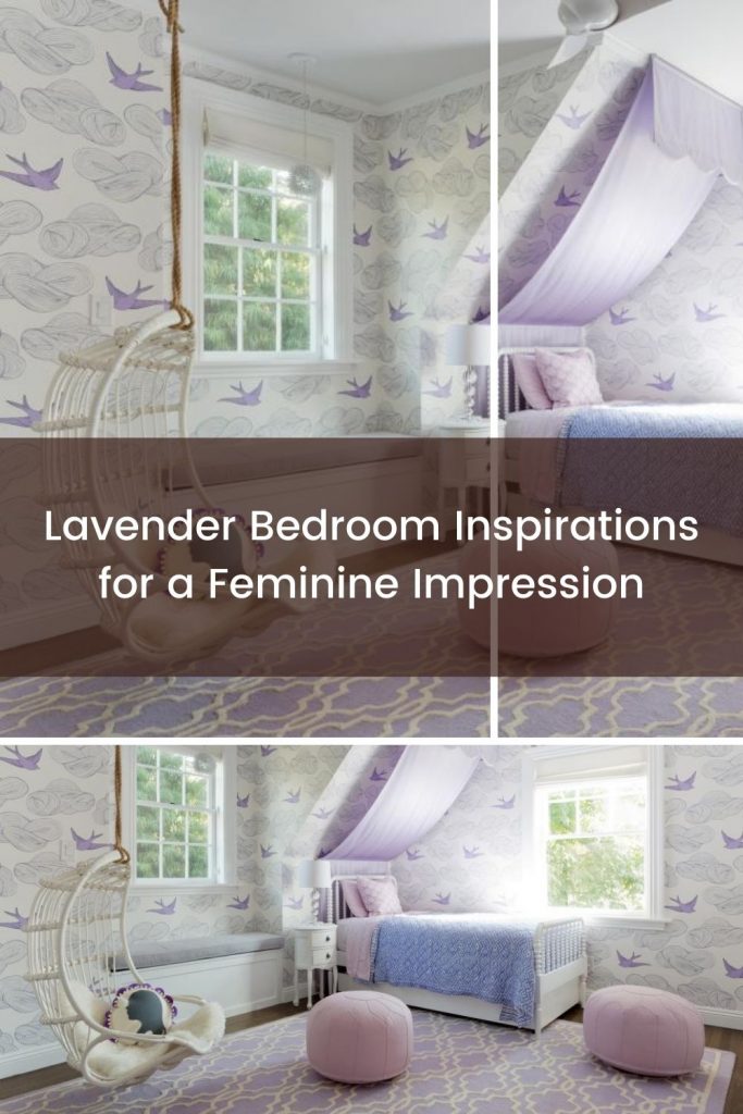 Lavender bedroom with bird motif