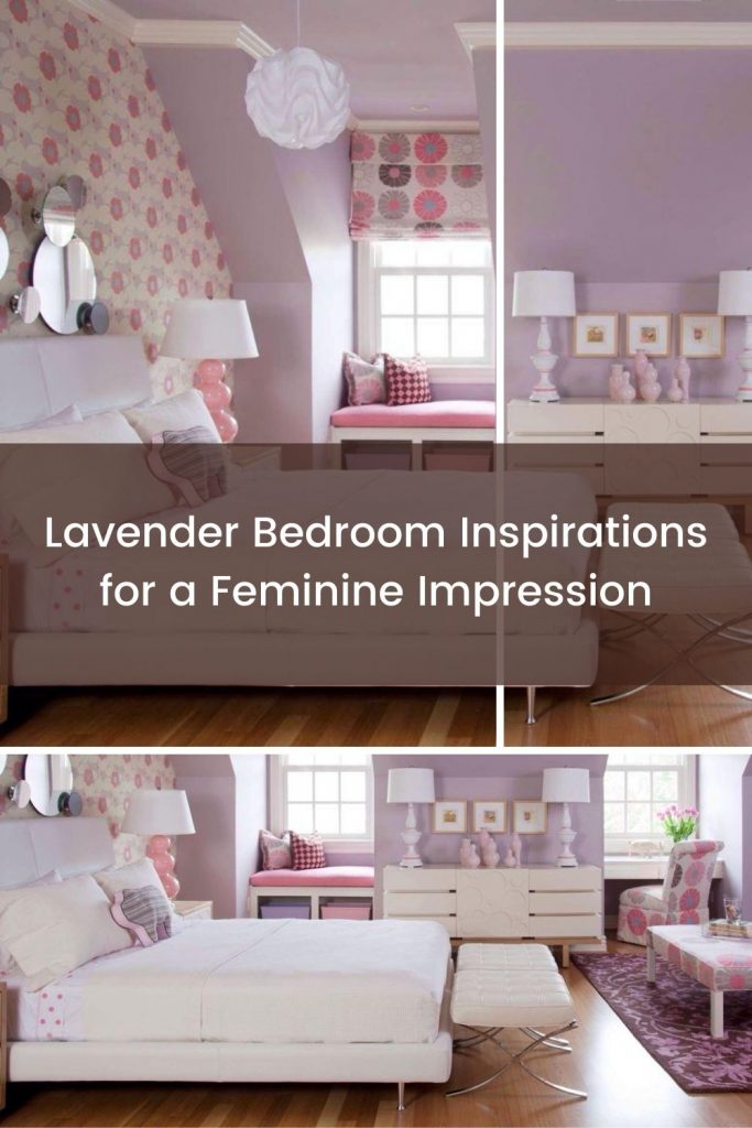 Lavender bedroom with floral pattern