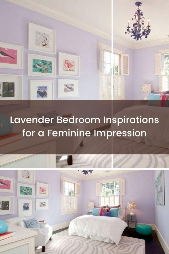 Lavender bedroom with wall decoration