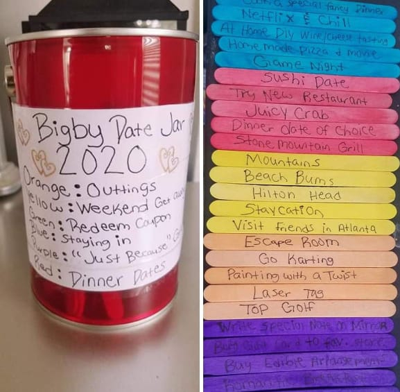 Date Night Jar with Colorful Sticks