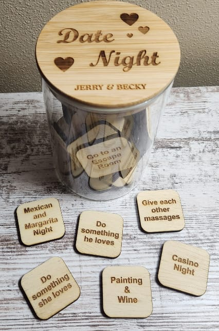 Date Night Jare with Engraved Wooden Lid