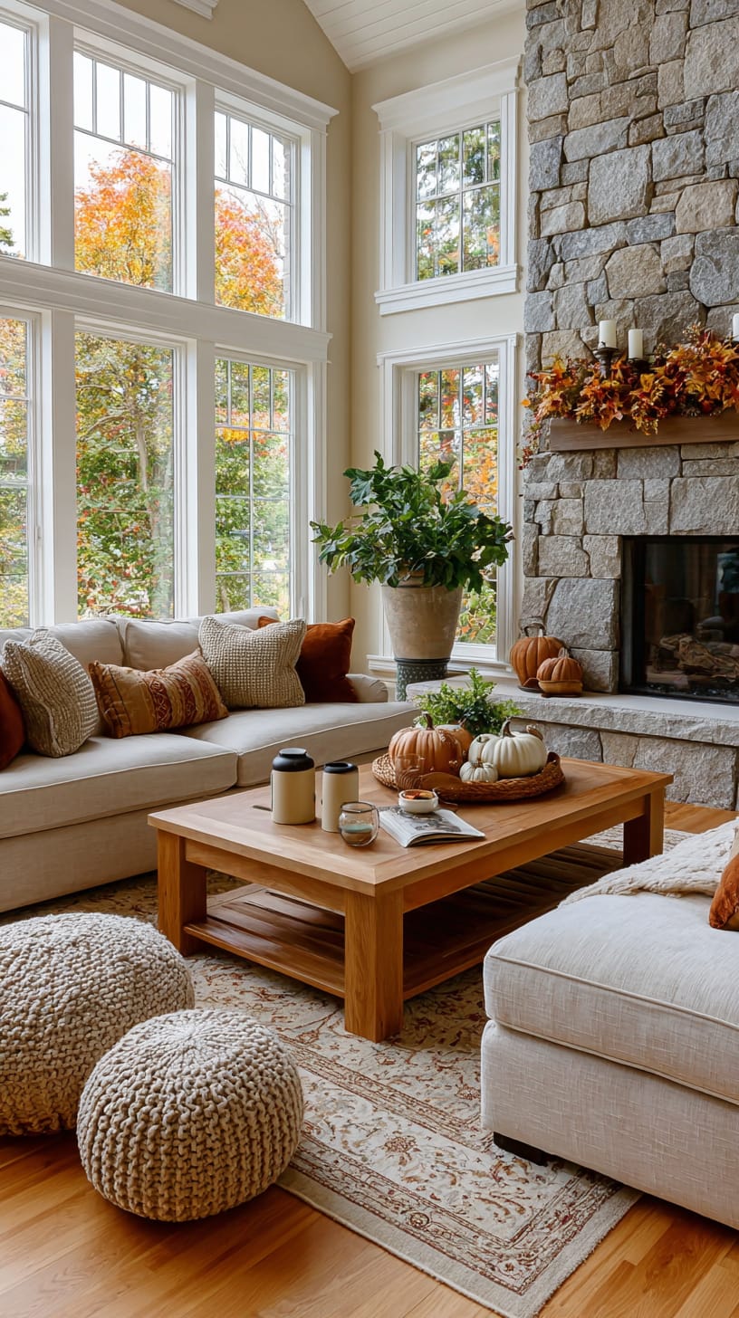 Elegant Autumn Glow by the Fireplace