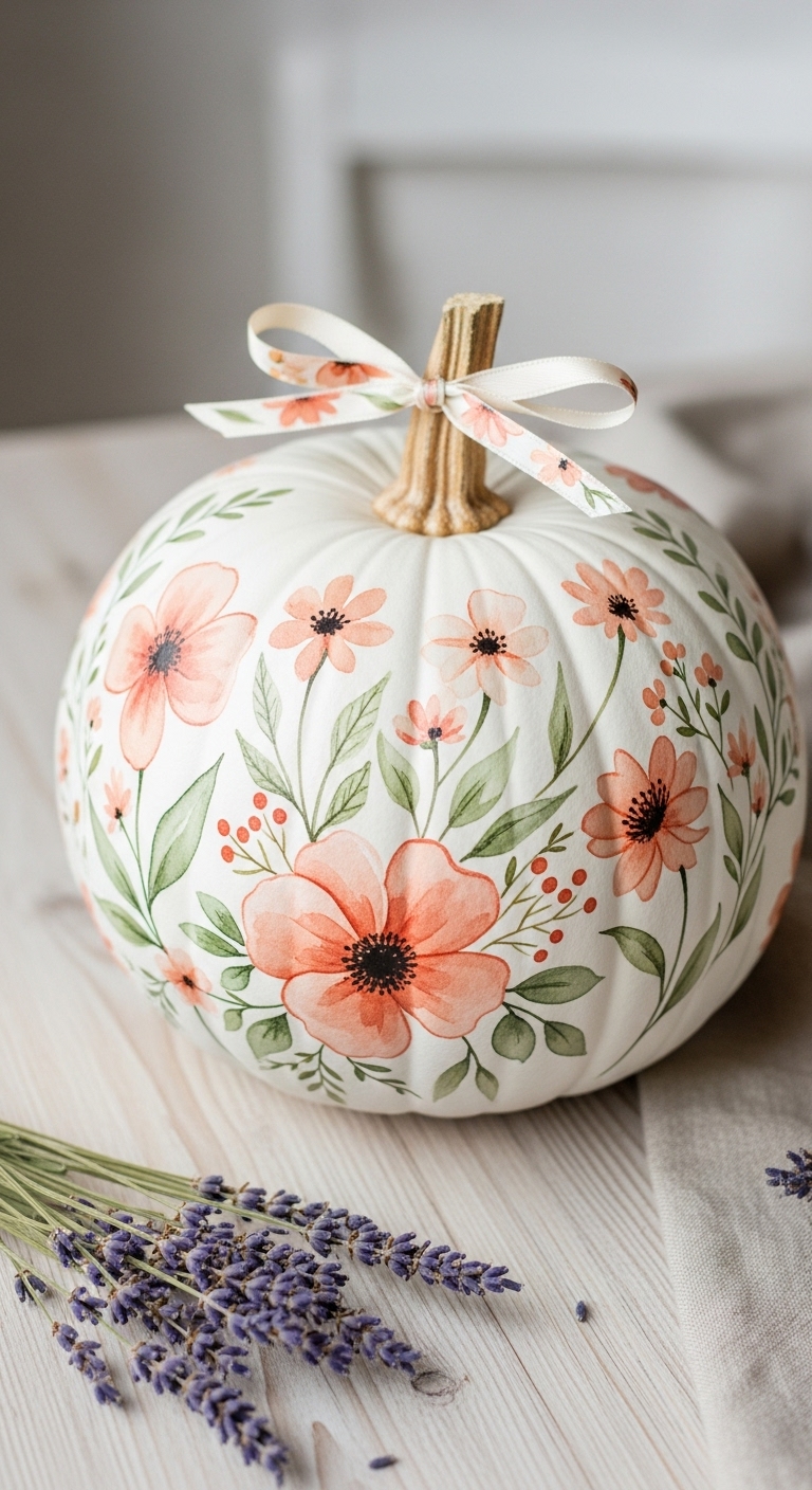Blush Floral Pumpkin
