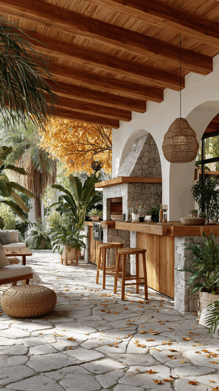 10 Rustic Fall Outdoor Kitchen 🍁 Stone & Wood Design Ideas for Cozy ...