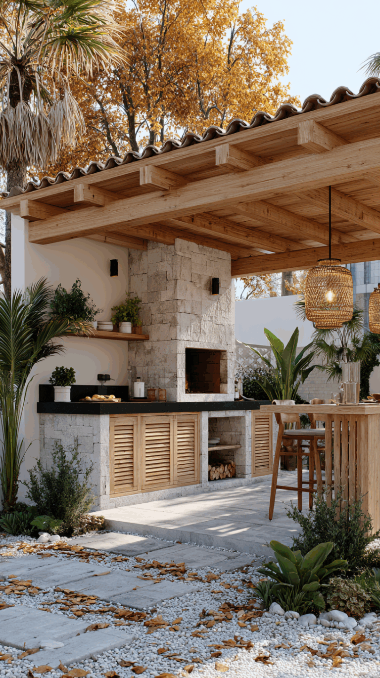 10 Rustic Fall Outdoor Kitchen 🍁 Stone & Wood Design Ideas for Cozy ...