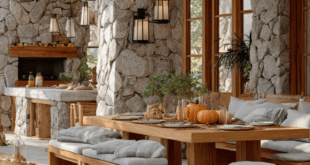 Rustic Fall Outdoor Kitchen 🍁 Stone & Wood Design Ideas for Cozy Living