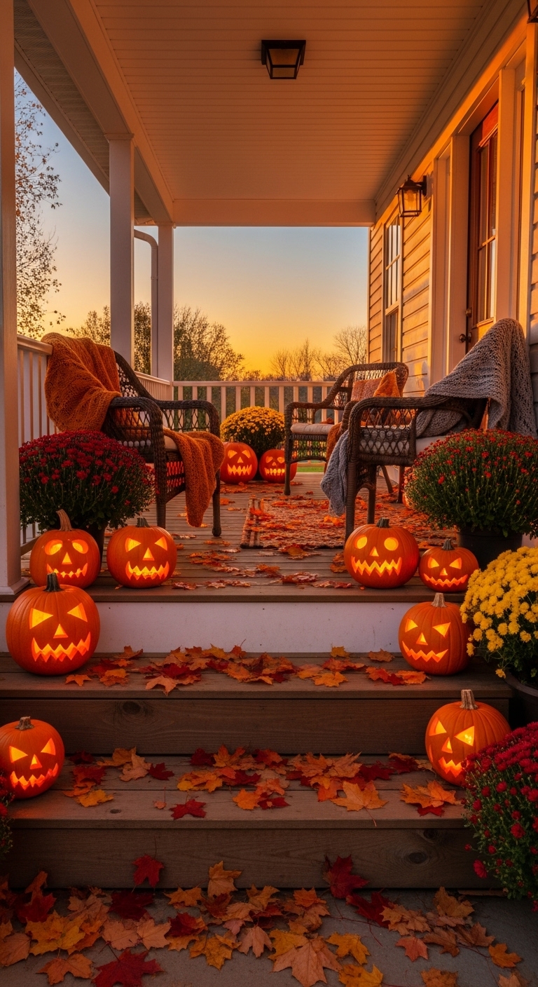 Golden Porch Jack-o’-Lanterns