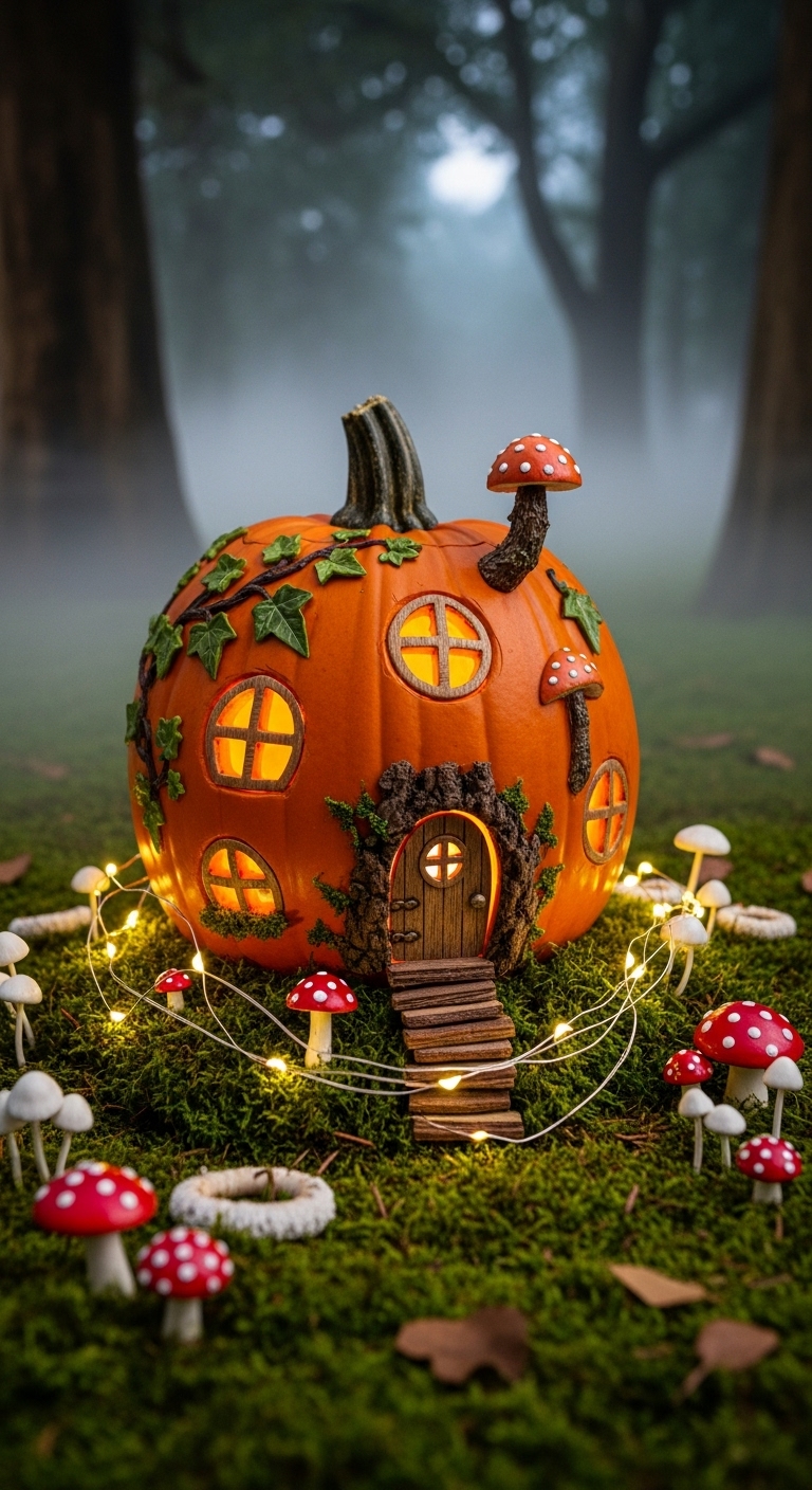 Whimsical Fairy Pumpkin House