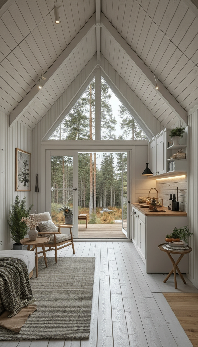 Minimalist A-Frame Cottage Interior