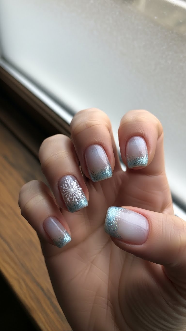 Elegant White Glitter Tips