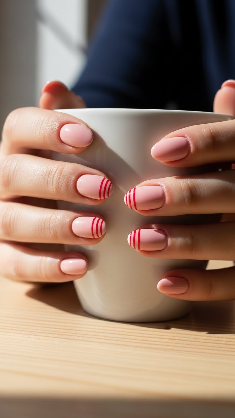 Soft Red French Stripes