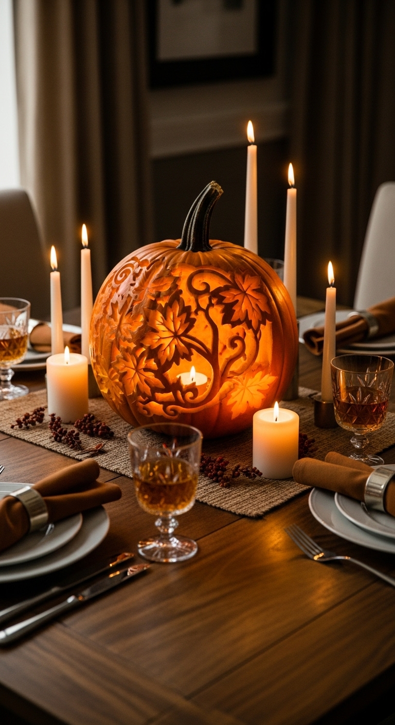 Elegant Floral Pumpkin Centerpiece