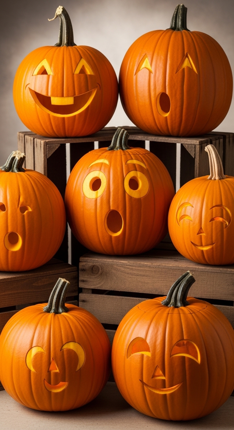 Playful Pumpkin Faces Display