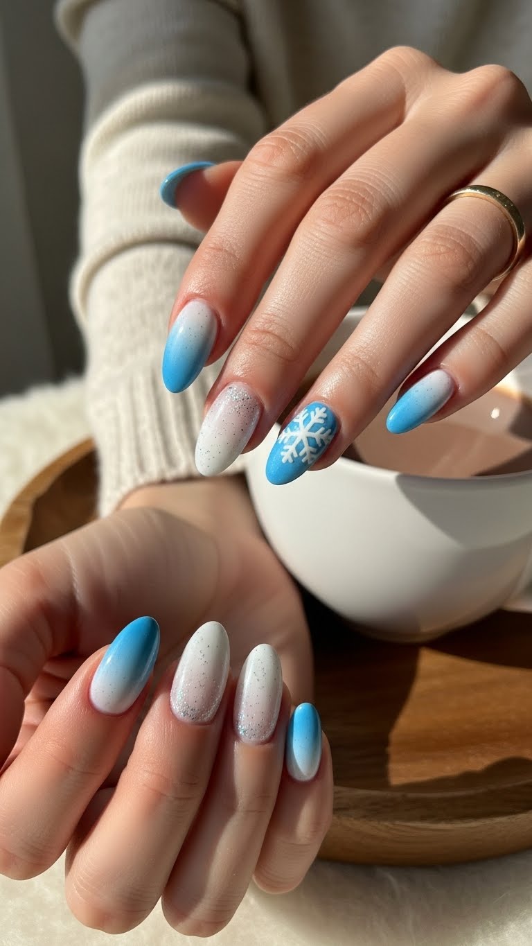 Blue Frosty Snowflake