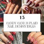 Candy Cane & Plaid Nail Design Ideas