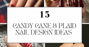 Candy Cane & Plaid Nail Design Ideas