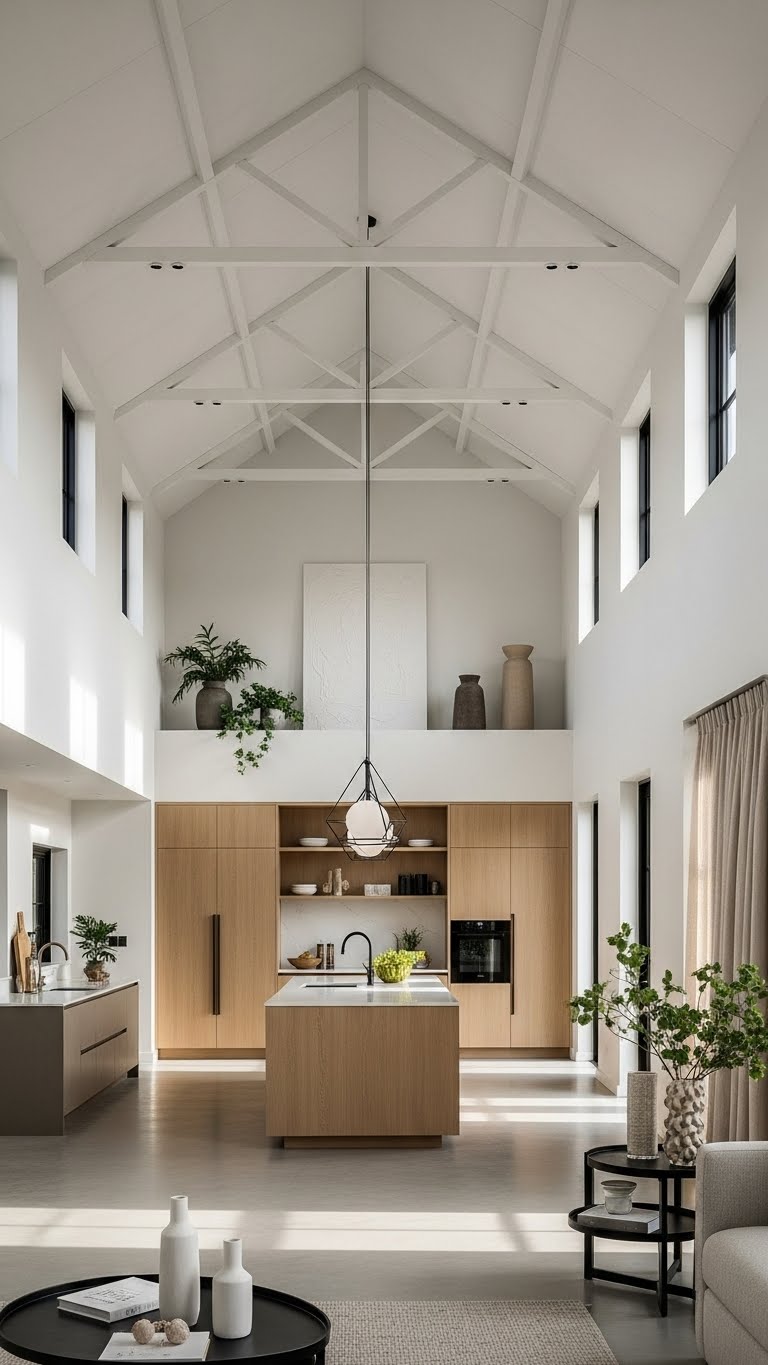 Soft Neutral Kitchen with Vaulted Ceiling