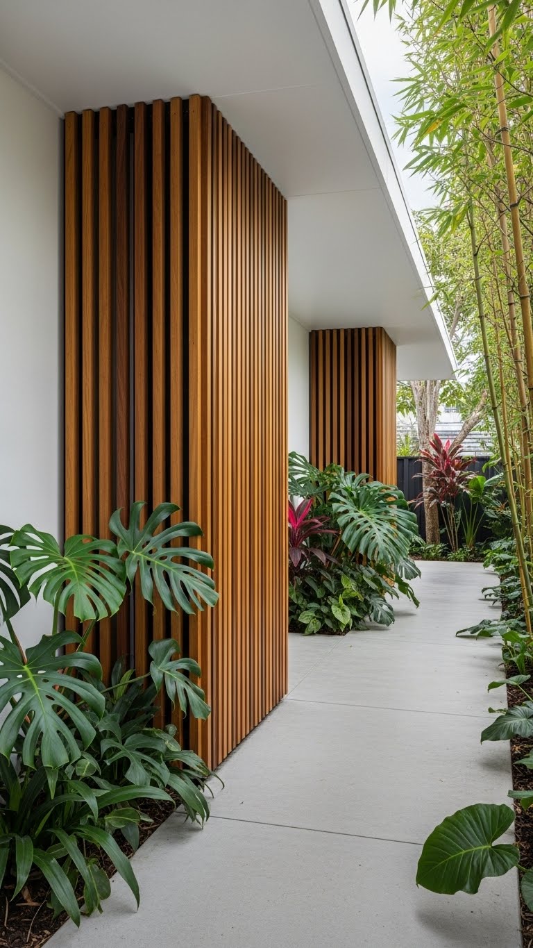 Covered Side Walkway with Wood Accent Columns