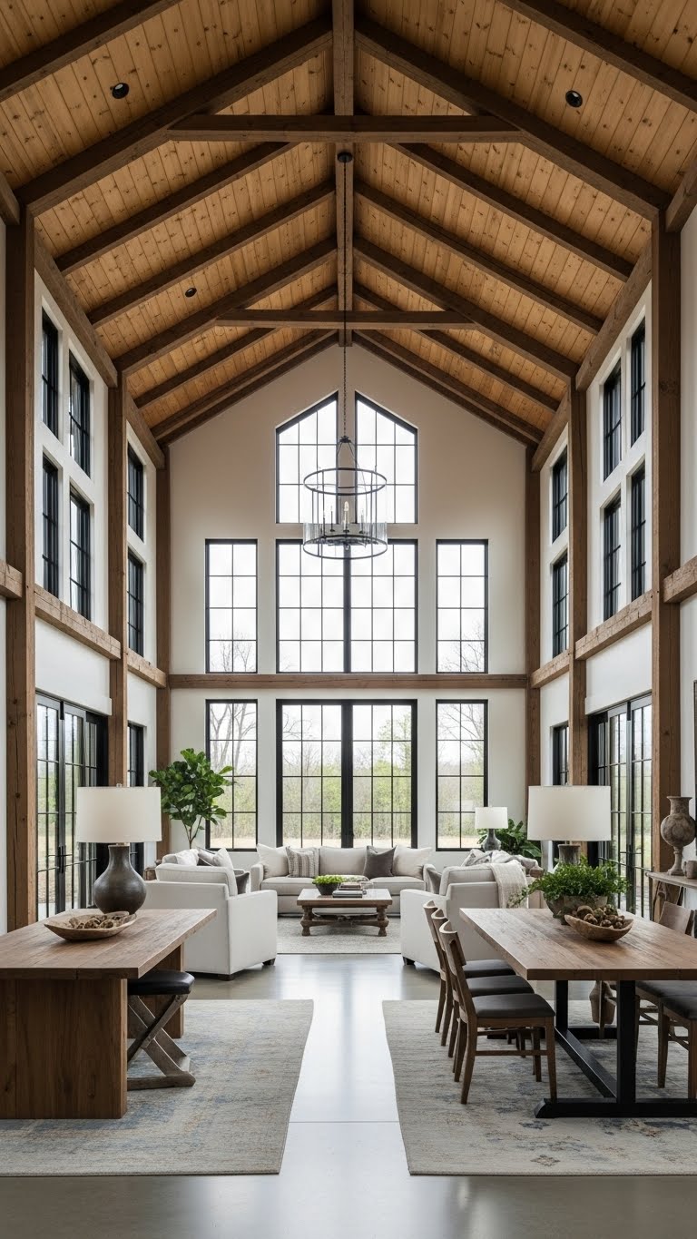 Double-Height Living Room with Natural Warmth