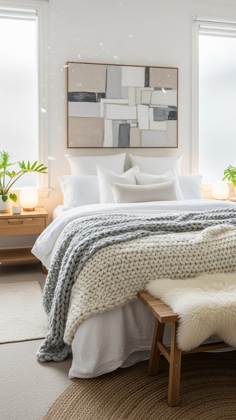 Serene White Bedroom Layers