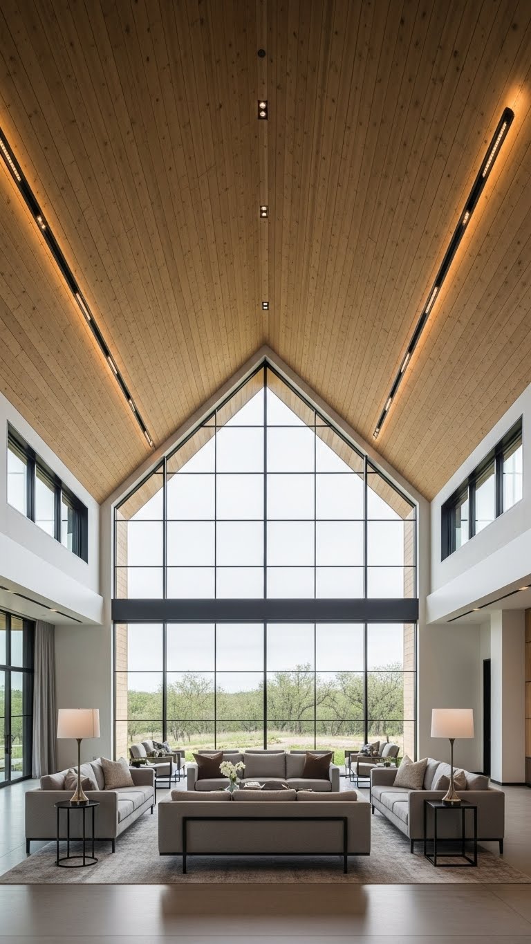 Grand Window Wall for a Modern Barndominium Statement