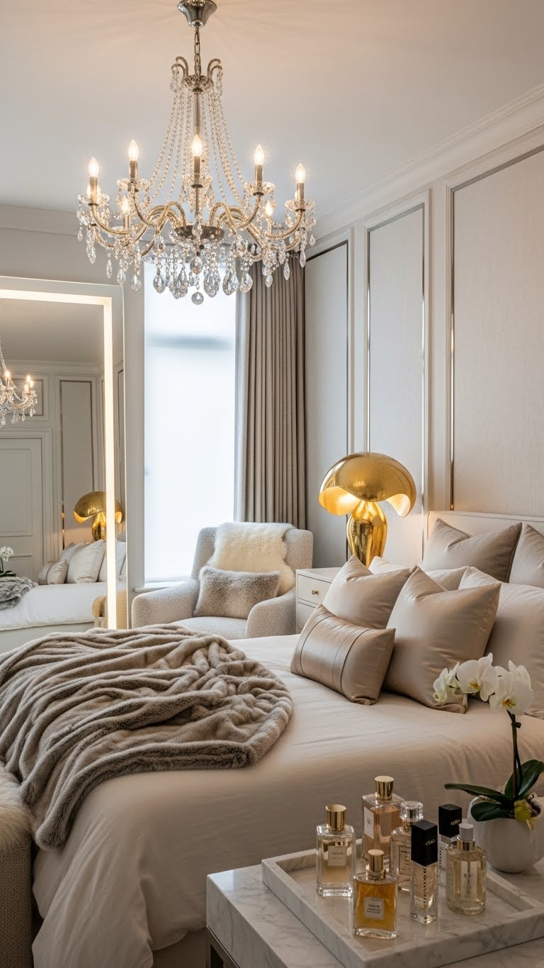 Crystal Glow Winter Bedroom