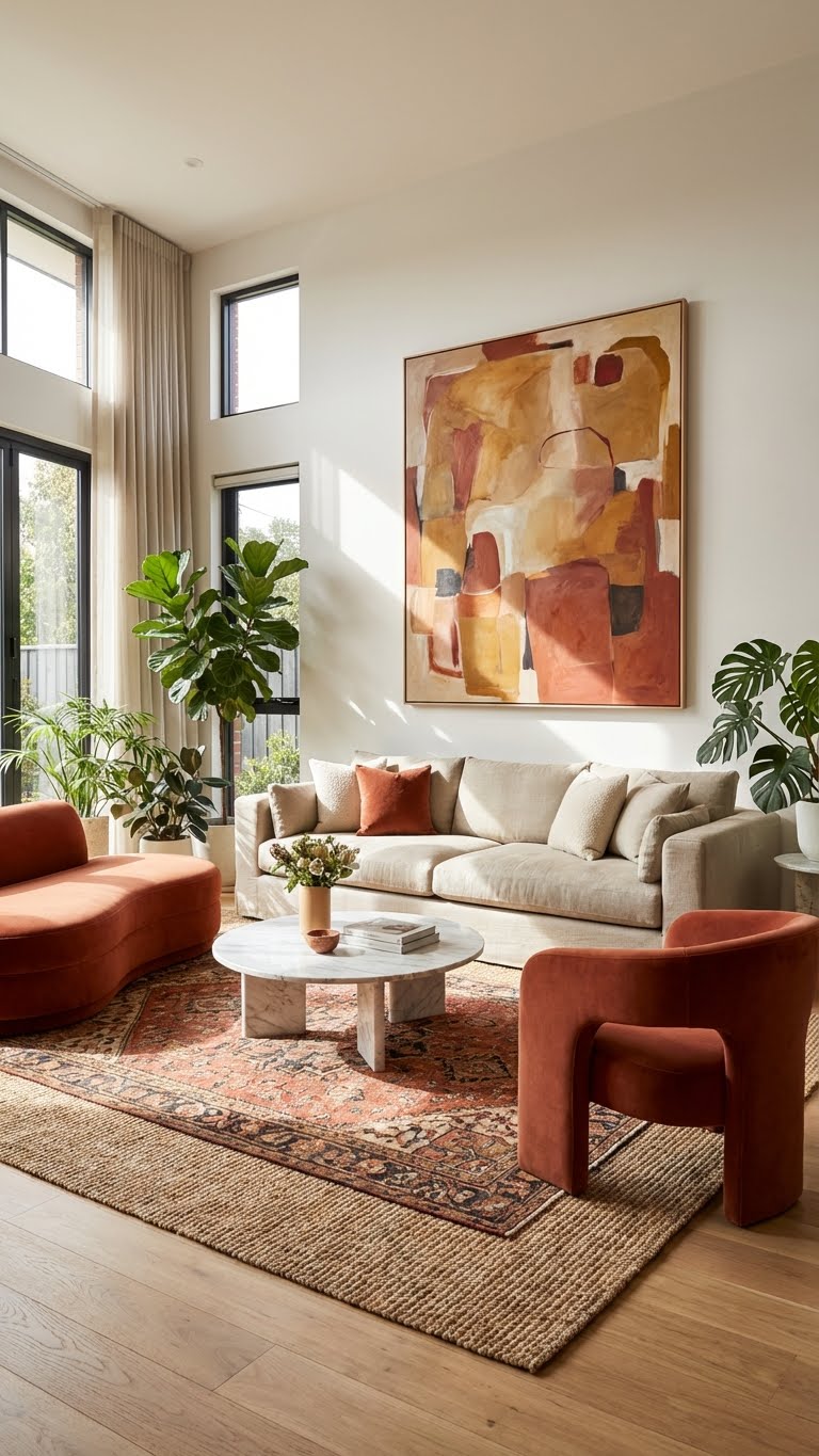 Warm Contemporary Style with Earthy Artwork