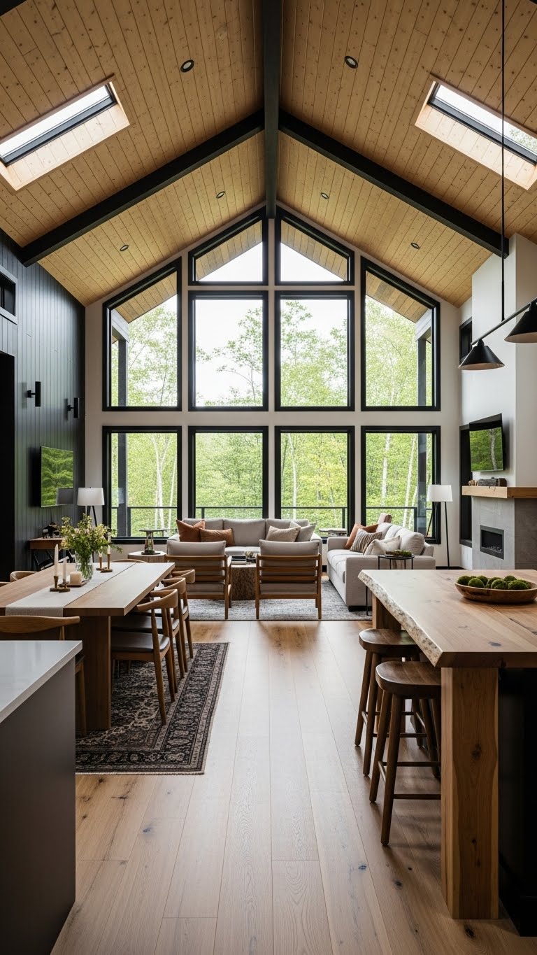 Dramatic Window Wall with Modern Rustic Balance