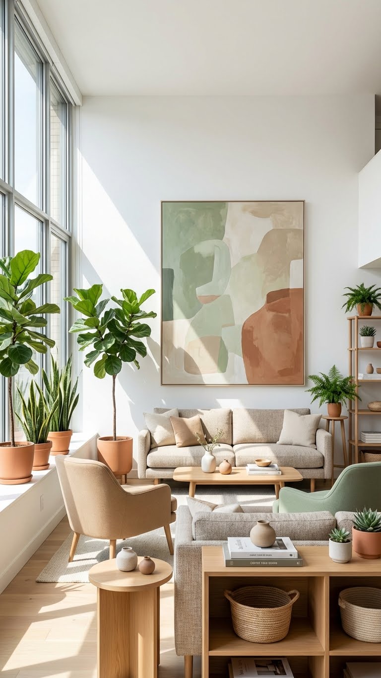Light-Filled Living Room with Indoor Plants