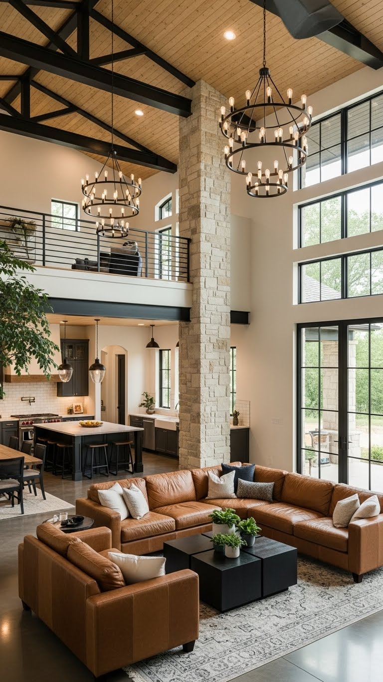 Loft-Style Barndominium with Statement Lighting