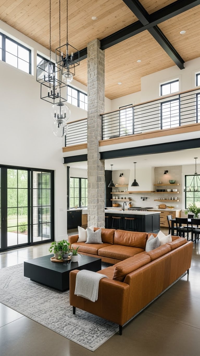 Modern Open Concept with Stone and Wood Details