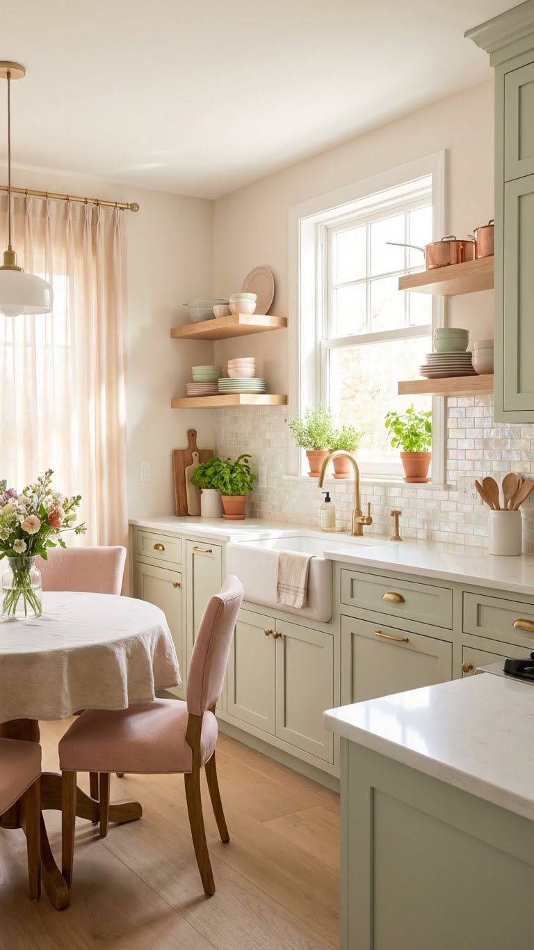 Elegant Small Kitchen With Soft Colors