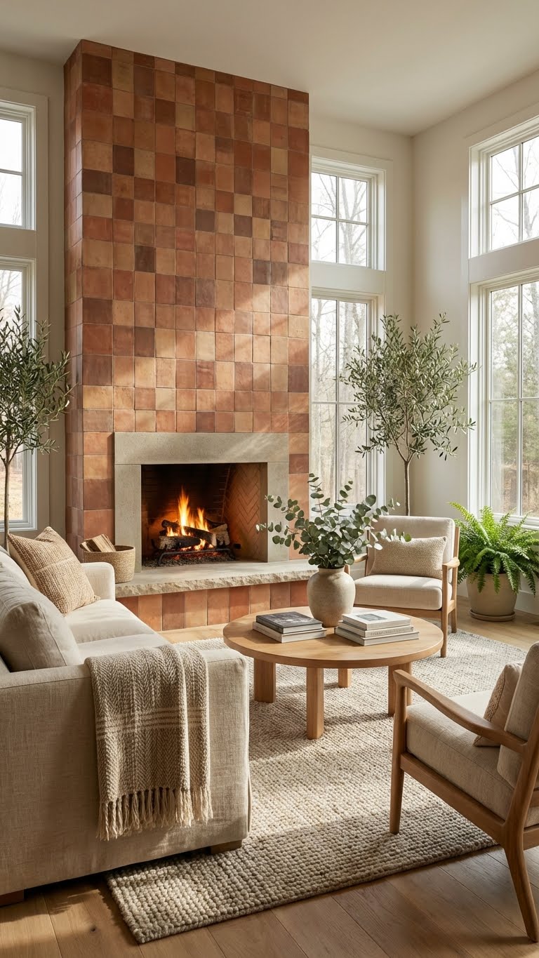 Warm Terracotta Tile With Depth