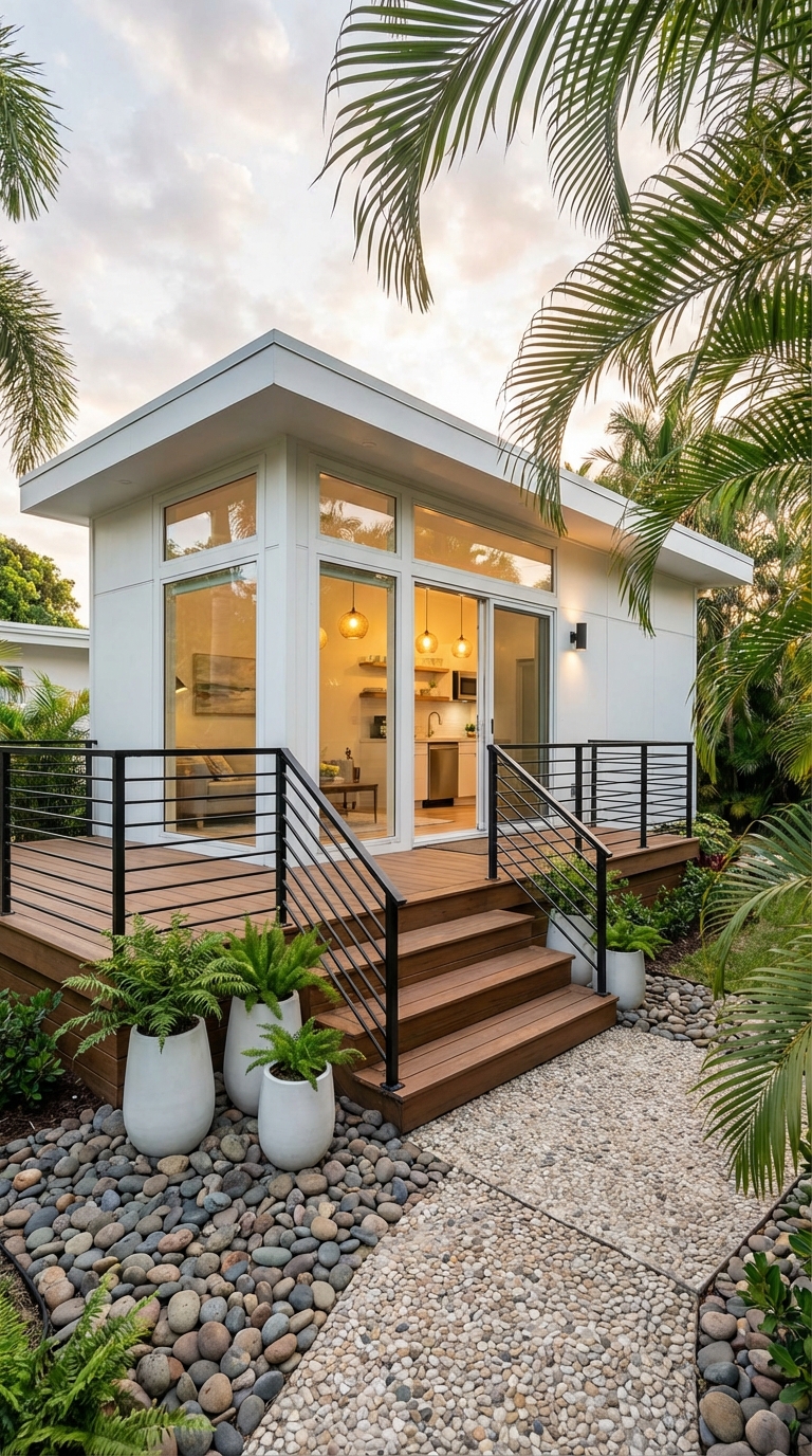 Glass Corner Tiny Home with Warm Deck