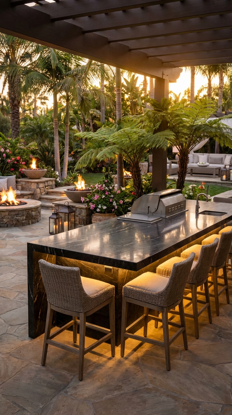 Poolside Kitchen Island With Resort Energy