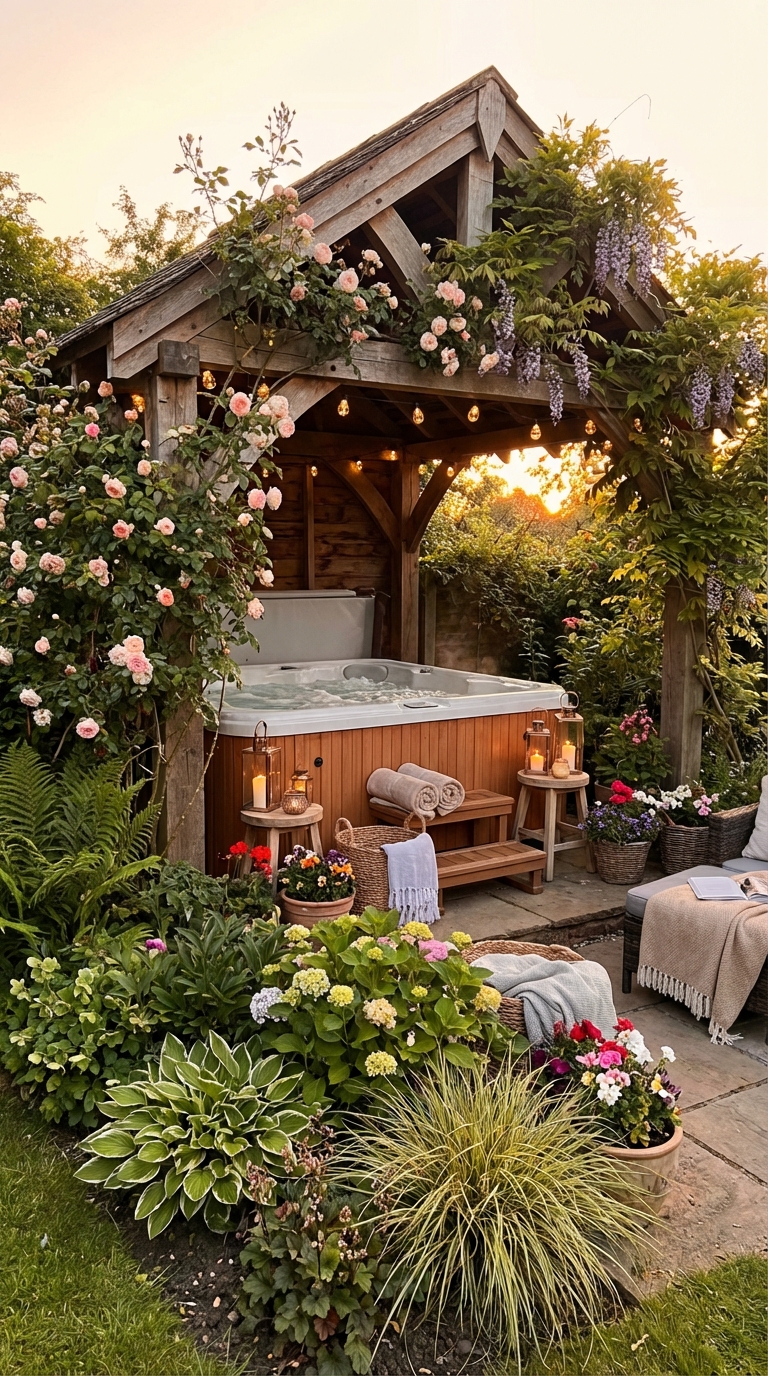 A Tropical-Inspired Gazebo with Flowing Curtains