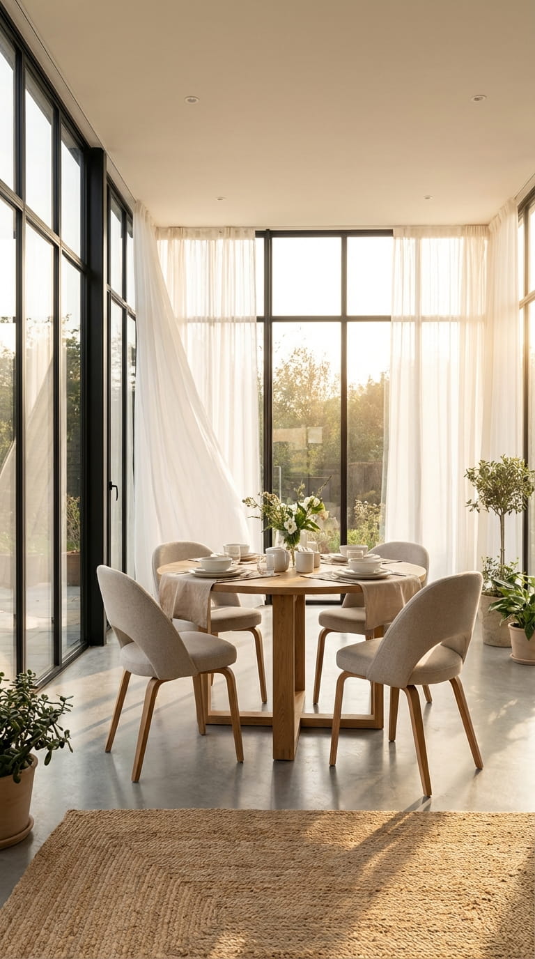 Bright Dining Sunroom With Soft Neutrals