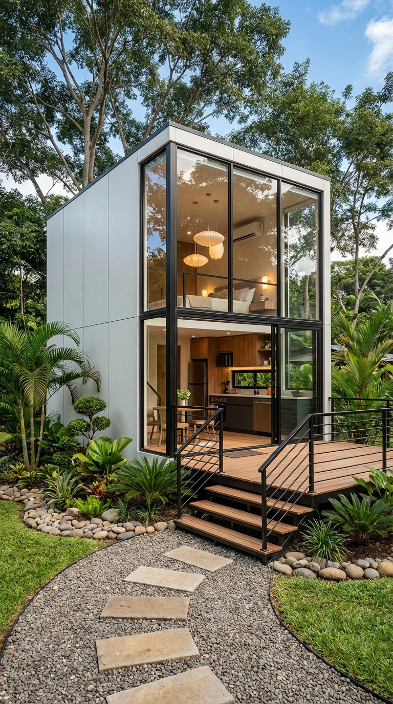 Two-Level Glass Tiny House Concept