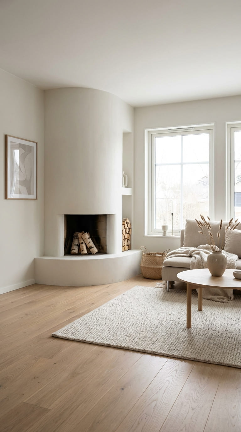 Rounded Fireplace Corner with Organic Feel