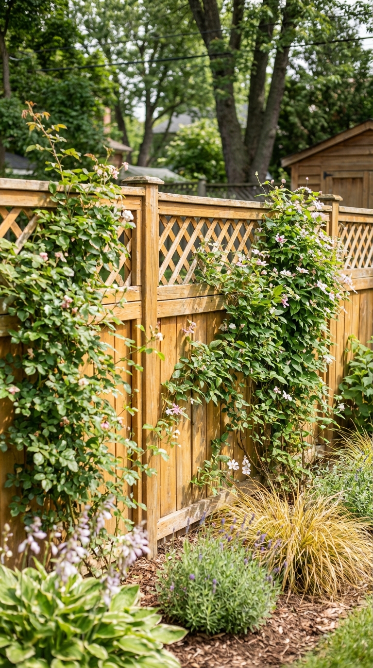 Charming Wooden Fence With Flower Beds