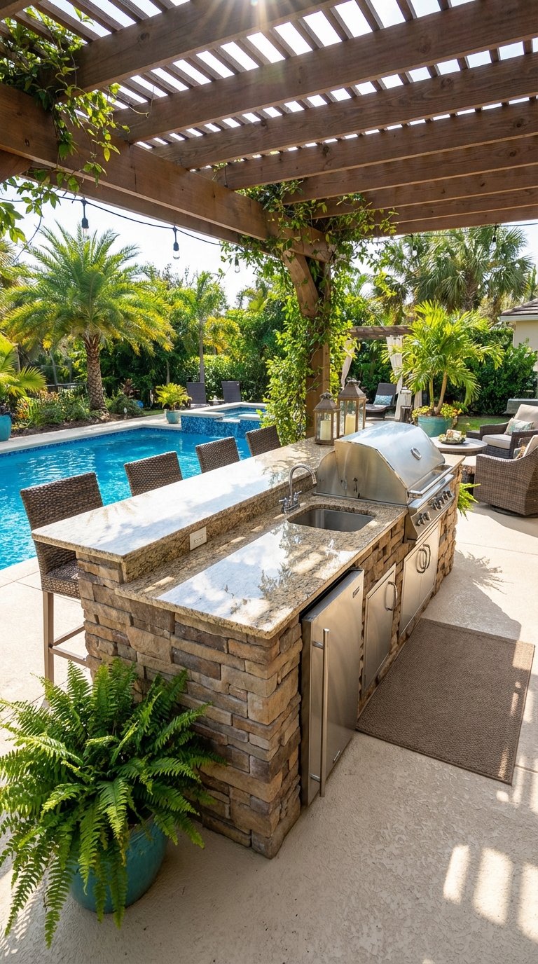 Sunny Poolside Grill And Bar Station