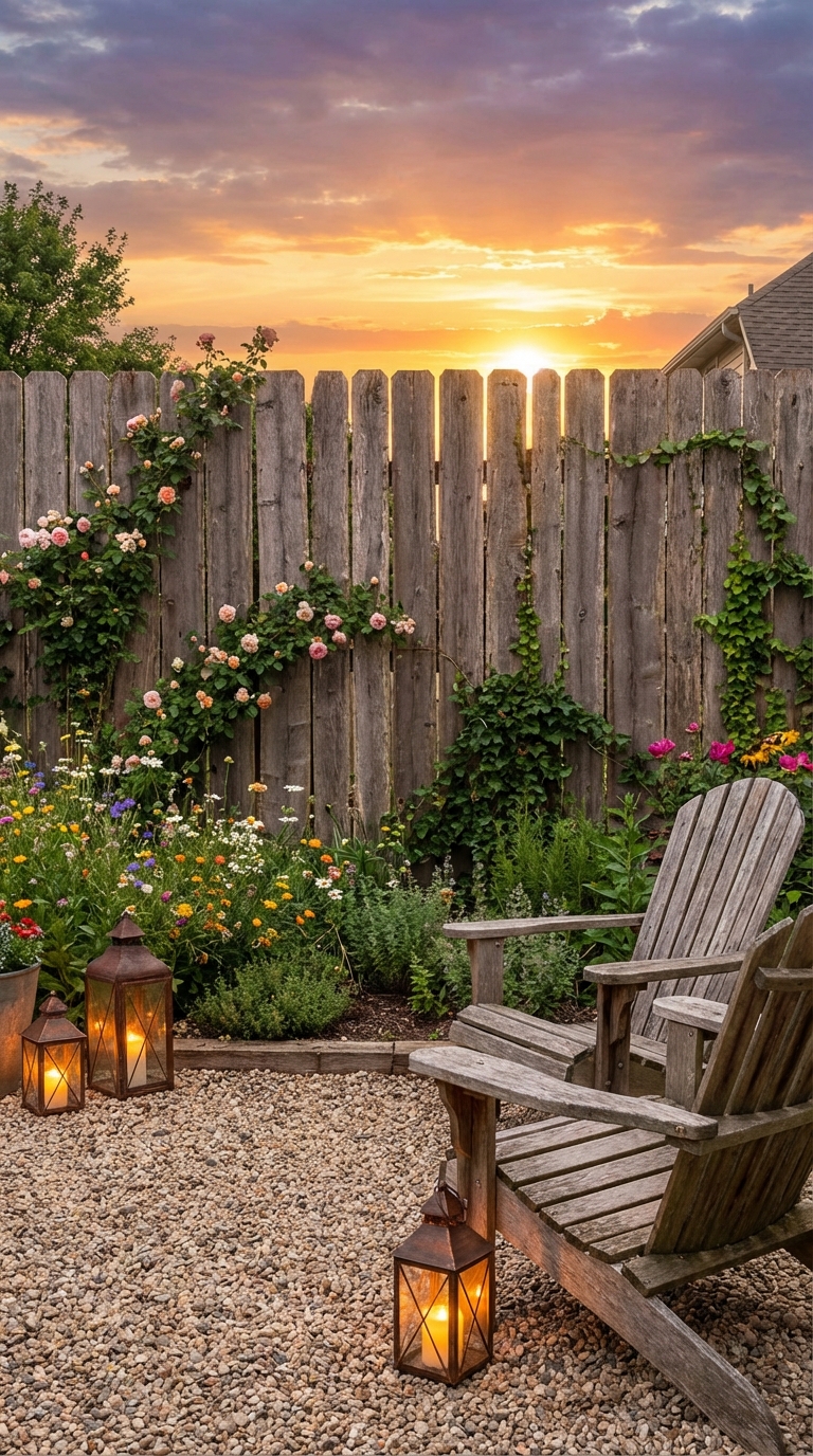 Rustic Wooden Fence With Sunset Charm