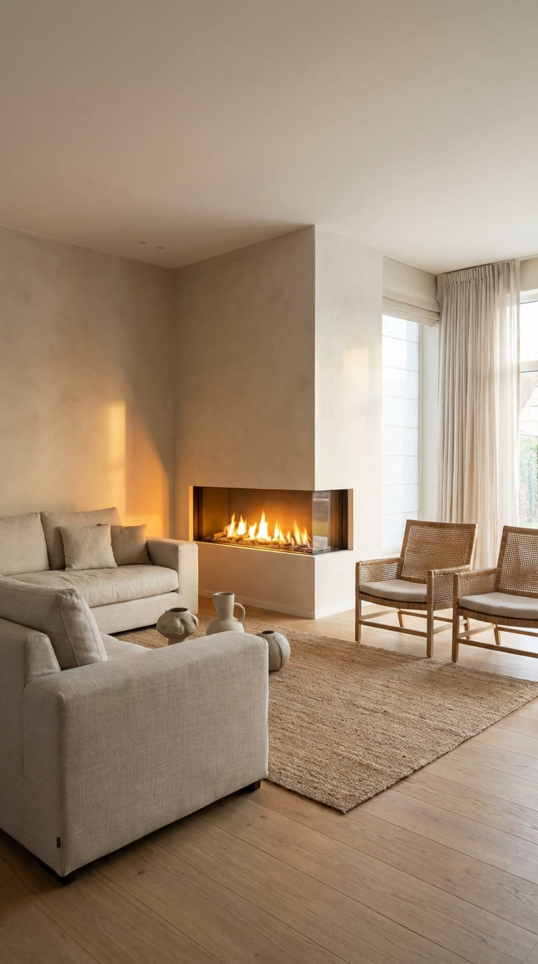Elegant Open-Plan Corner Fireplace Feature