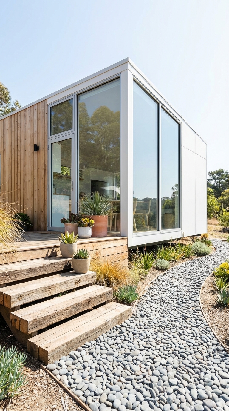 Compact Luxury Tiny House with Warm Interior Glow