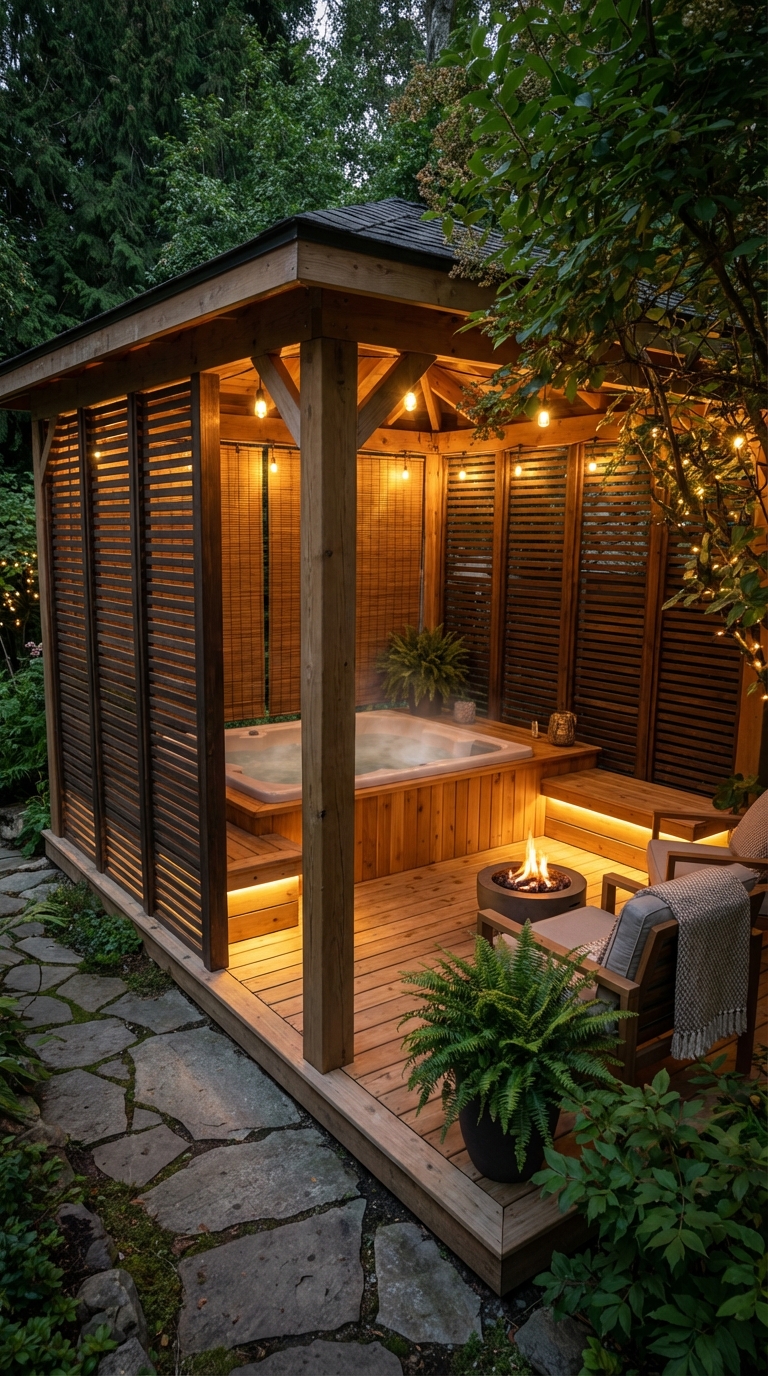 A Minimal Gazebo with Clean Lines and Greenery