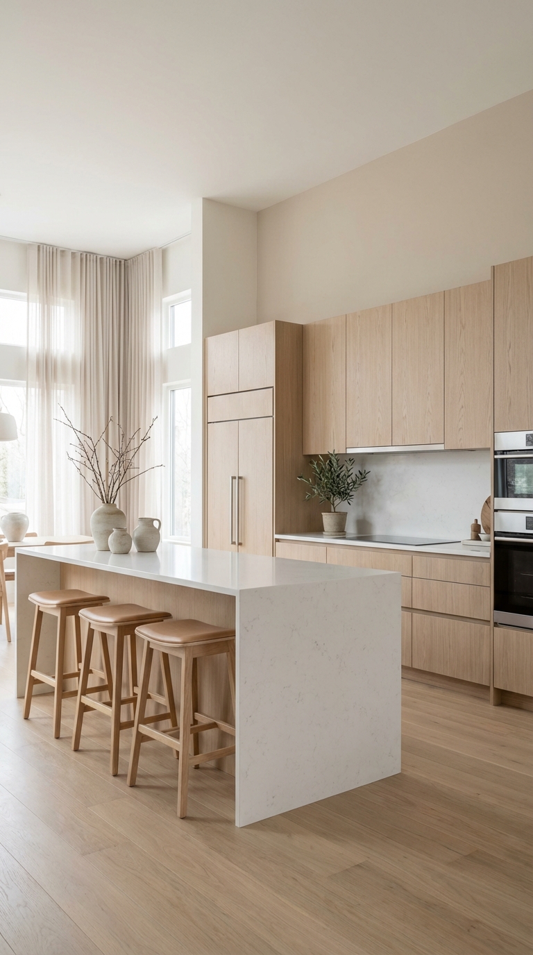 Warm Wood and Clean Marble Island Balance