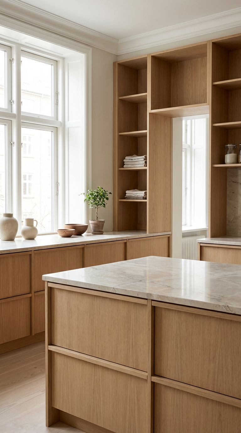 Built-In Wood Cabinet Storage Wall