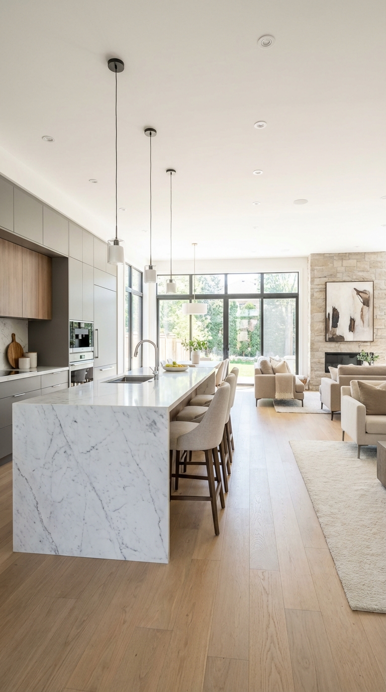 Spacious Marble Island Kitchen for Entertaining