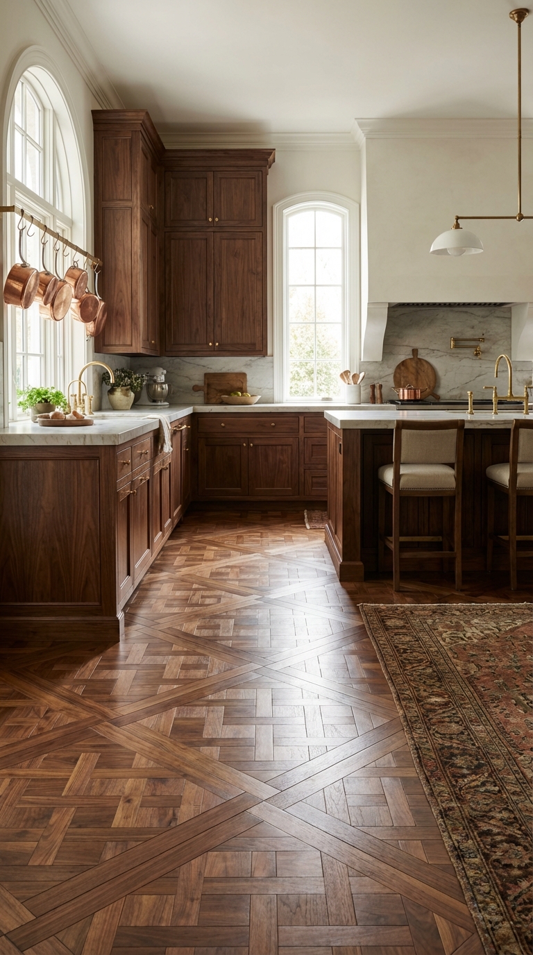 Dark Herringbone Wood Statement