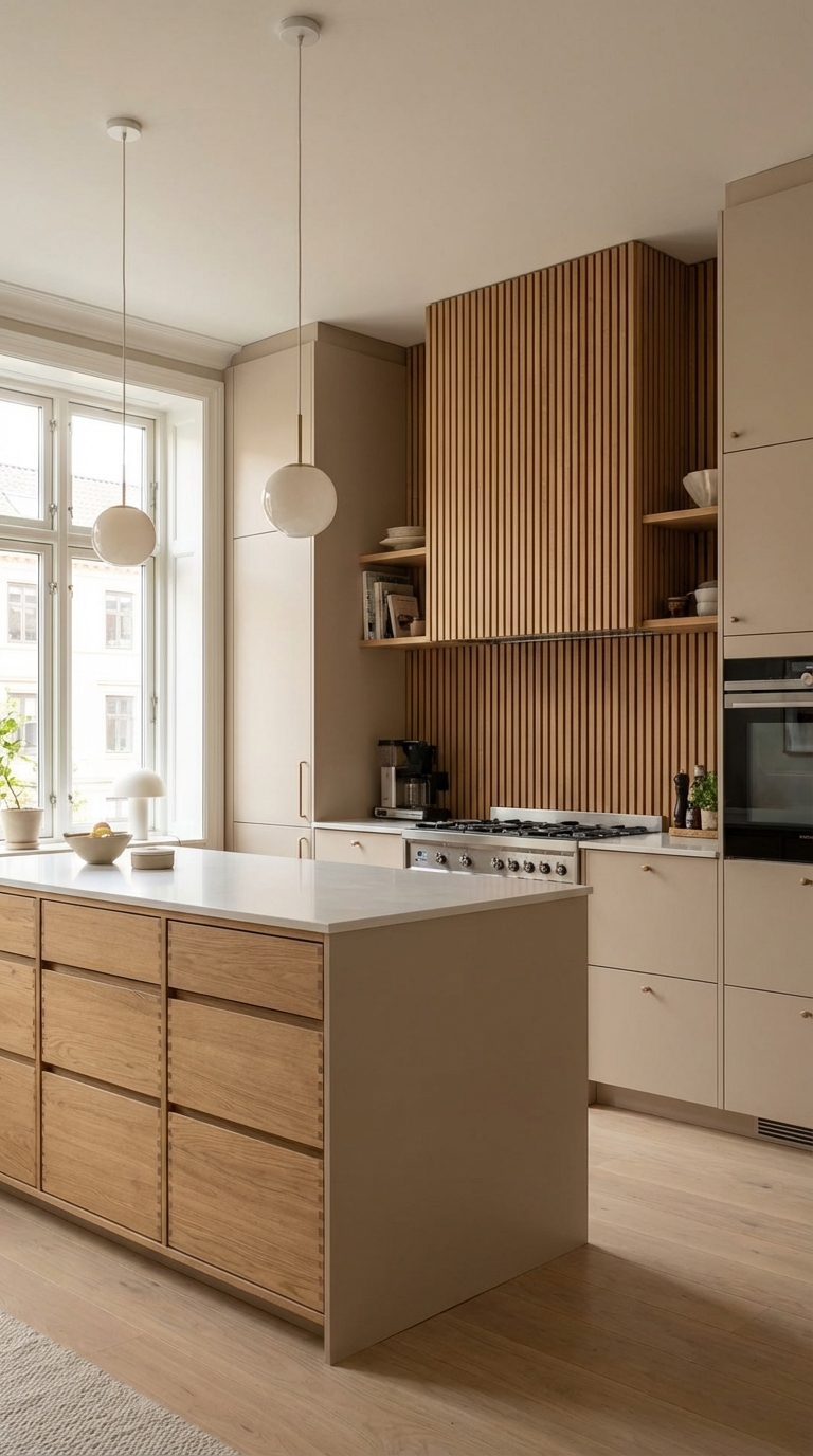 Scandinavian Slatted Wood Accent Wall